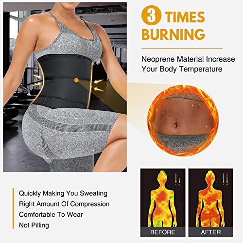 Modelador de cintura feminino para sauna, cinta modeladora de cintura, tiras duplas, controle de bar