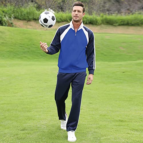 Sun Lorence Men's Athletic Running Tracksuit Set Casual Full Zip Jogging Sweat Suit (Xx-Large, Blue) #TOP5