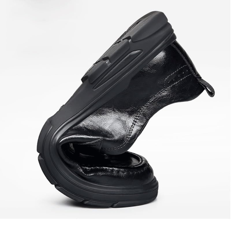 Men's Fashion Casual Shoes Comfortable Wide Round Toe Lug Sole Formal Business Work Shoes Shoelaces Light Leather Shoes Business Shoes4