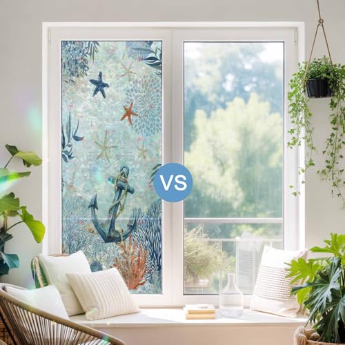 Película para ventana decorativa azul 17.7 x 78.7 pulgadas miniatura 3