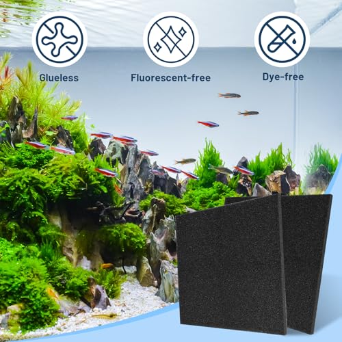 Image of Aquarium Filter Sponge, Aquarium Filter Foam for Mechanical Filtration, Traps Large Debris & Filters Water, Cut to Fit Fish Tanks, Ponds, Turtle Tanks, Salt & Freshwater, 20x20x1 in, 20PPI