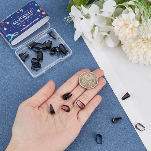 SUNNYCLUE 1 Box 30Pcs Stainless Steel Pendant Bail Pinch Bails Black Snap on Bails Silder Pendant Clasps Ice Pick Pinch Bail Dangle Charm Beads Clasps Pendant Connectors for Jewellery Making Findings - Image 3