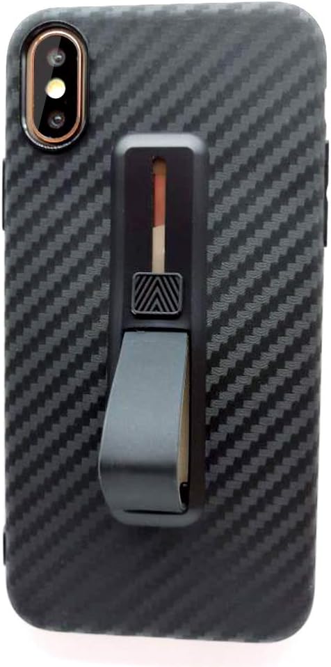 NCX Anti-Slip iPhone XR case, Slim Shockproof Cover with Built-in Finger Strap Phone Holder and Kickstand Compatible with iPhone XR (Black) (Black, iPhone XR)