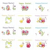 FUNNETOYU 12 Stück Osterkarten mit Grußkarten und Umschlägen Eier und Blumenmuster für Fröhliche Ostergrüße für Diy Gestaltung und Persönliche Botschaften