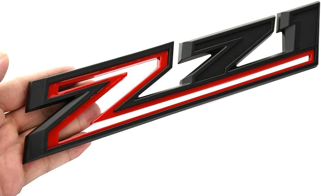 2pcs New Z71 Emblems Replacement for 2019-2021 Silverado 1500 2500 3500 Decal Badge 84632695 Nameplate OEM (Black Red)