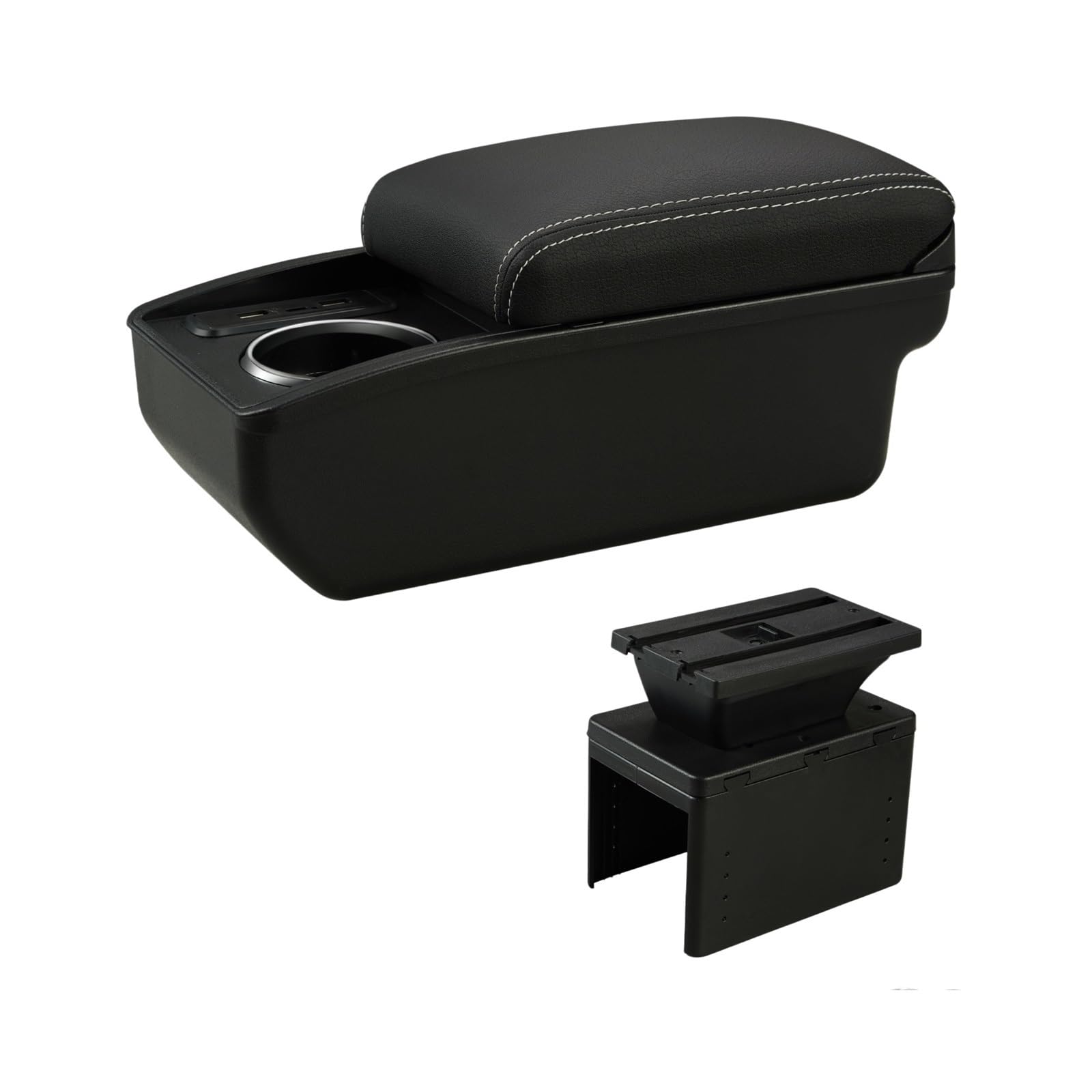 Caja almacenamiento para consola central coche Reposabrazos Universal Para Coche, Caja De Modelo, Almacenamiento Central, Portavasos Dedicado, Piezas Reacondicionamiento(C3 White Line 6USB)
