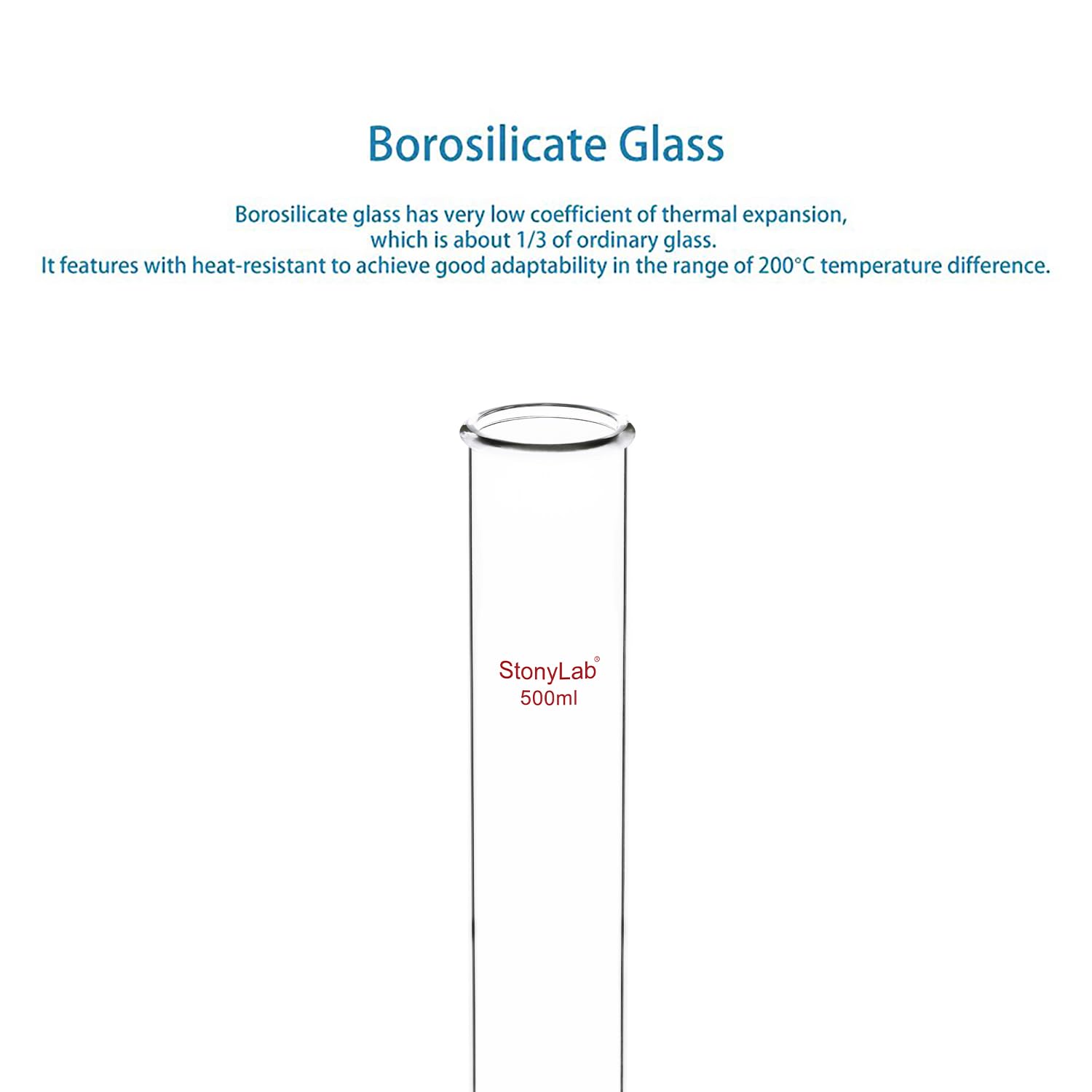 stonylab Tropftrichter, Borosilikatglas-Bürette mit PTFE-Hahn für Labor und Zuhause, 500 ml