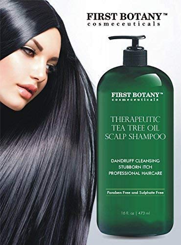 Tea Tree Oil Shampoo 16 fl oz - Anti Dandruff Shampoo Natural Essential Oil For Dry Itchy & Flaky Scalp - Sulfate Free, Anti-fungal, Anti-Bacterial Cleanser - Prevents Head Lice & Thinning