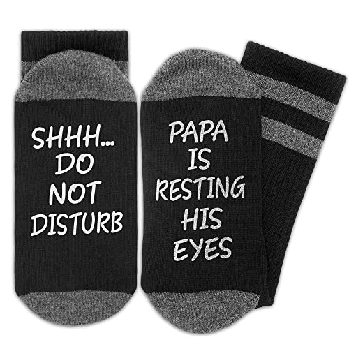LoaHak Funny Socks, 'Shhh...Do Not Disturb, Papa Is Resting His Eyes', Pop Pop Gifts Socks for Men & Women, Papa Gifts for Father's Day, Christmas, Birthday, etc. (Cotton)(099)