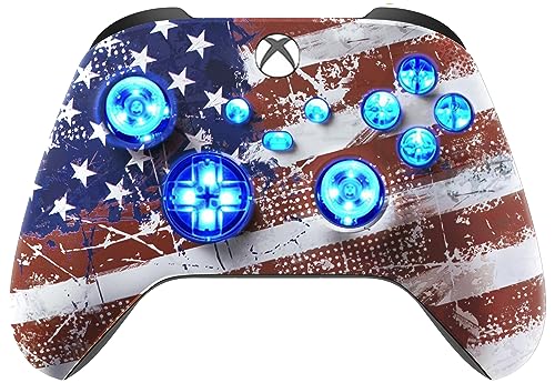 Silent Modz Custom Modded Controller 7 LED Colors Trigger Stopper w/Pro Grips compatible with Xbox Series S, Xbox Series X, Xbox One, and Windows (USA)