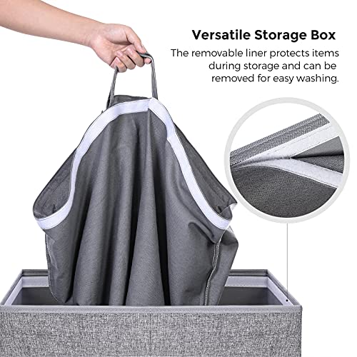 Songmics Sturdy Double Laundry Hamper With Lid & Removable Fabric Bag, 142L Large Clothes Hamper 2 Section, Laundry Basket With Handles For Closet, Laundry Room, Bedroom, Bathroom, Gray Ulcb02G #TOP2