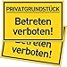 Produktbild 2er Set Privatgrundstück Schilder (30x20 cm Kunststoff) - Betreten und Befahren verboten Schild - Privatweg - Zutritt verboten - Durchgang Privat - (Gelb) Betreten Verboten
