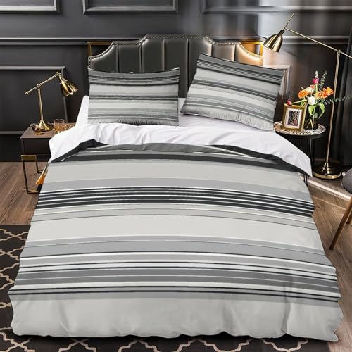 Housse de couette rayures modernes lit simple pour créer un cocon de douceur respirant - 2
