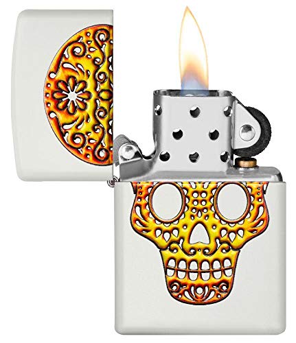 Encendedor de bolsillo Zippo Sugar Skull blanco miniatura 3