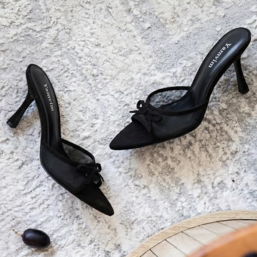 Image of Heel Mules for Women Pointed Open Toe High Heel Sandals