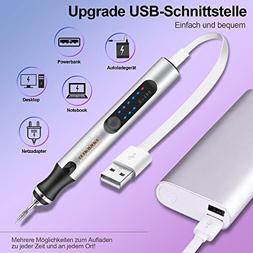 Elektrische Nagelfeile, JUEMEL Nagelfräser Maniküre für Gelnägel Acryl Gele Kallus Entfernen,11 in 1 USB Professionell… – Bild 2