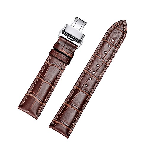 Sturdy Calfskin Replacement Leather Watch Bands with Deployment Buckle for Men's Wtach Band and Women's Watch Starp 18mm 19mm 20mm 21mm 22mm 23mm 24mm