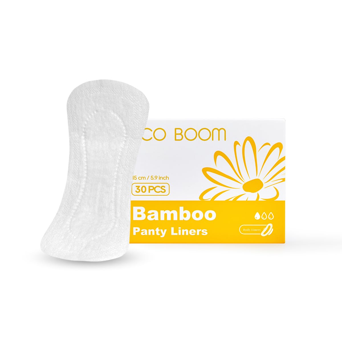 100% Bamboo Panty Liners - 30 Pcs | 15 cm, Biodegradable, Breathable, Chlorine & Fragrance Free Feminine Hygiene Liners