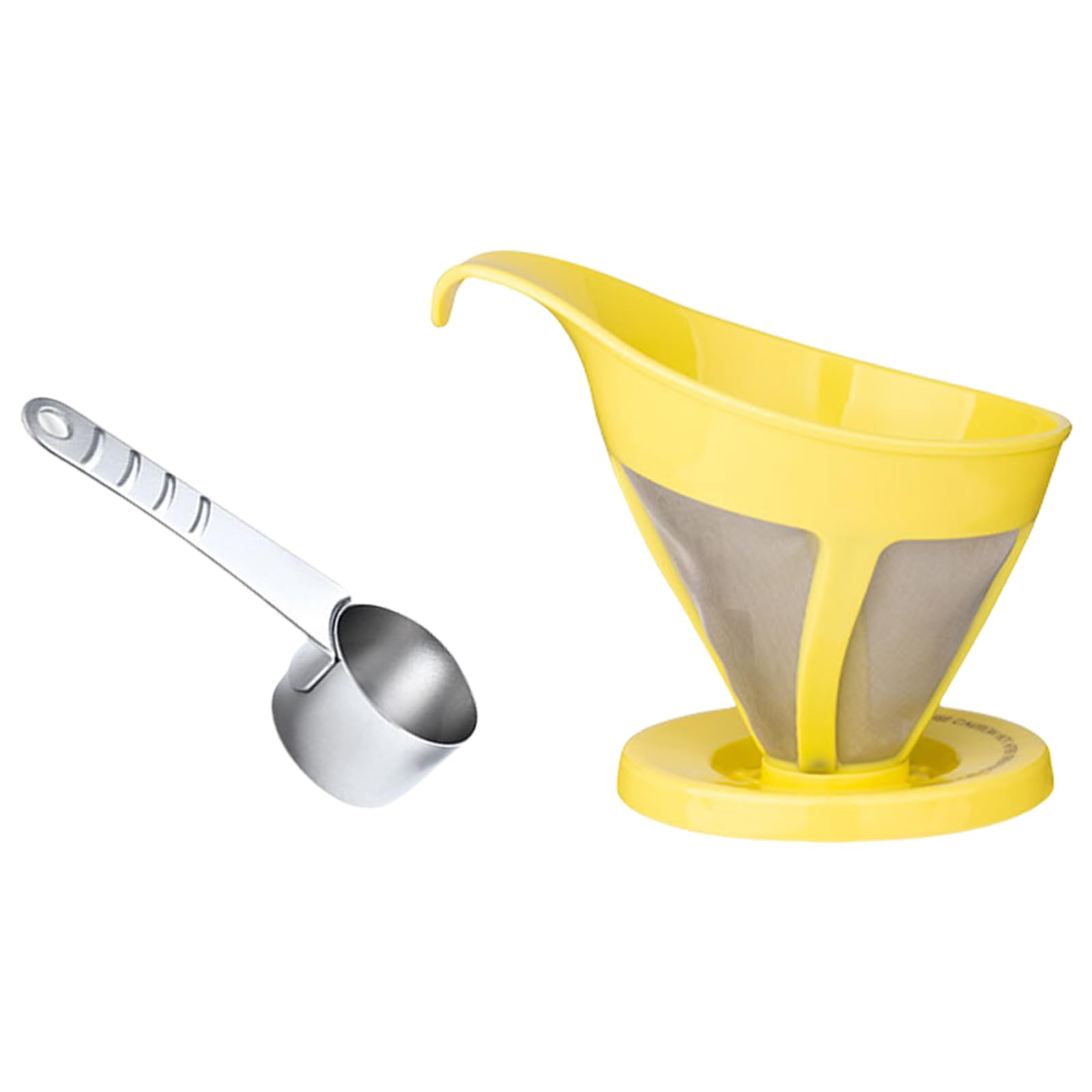 Buxuaaaa Stainless Steel Coffee Filter Meshs Funnel with Measuring Spoon Coffee Strainer Brewing Tool for Brewing Tool