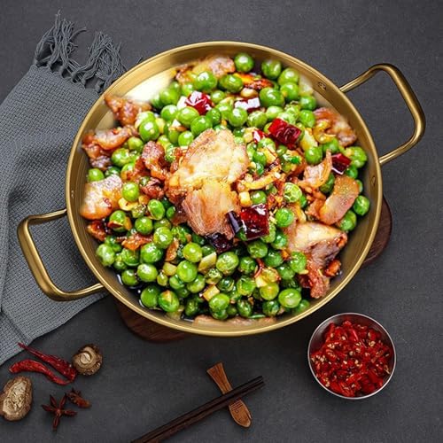 Stainless Steel Paella Pan & Seafood Rice Pot, 30CM Cookware for Home & Restaurant, Durable Let Pan for Family Cooking, Versatile Non-Stick Saucepan, Easy Clean.