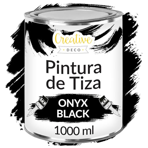 Creative DECO 1L Negra Ónice Pintura a la Tiza para Muebles Chalk Paint | Pintura Madera Mate y Lavable sin Lijar | Renovación, Decoración, Manualidades | Posible Efecto de Barrido y Gradiente