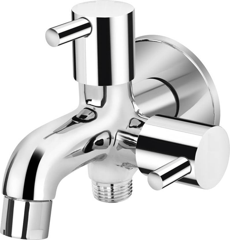 MARVYC (Pack of 1) 2-in-1 Brass Bib Tap, Chrome Plated, Dual Purpose for Bathroom, Kitchen, Washing Machine, Garden (Modern Style)-image-38