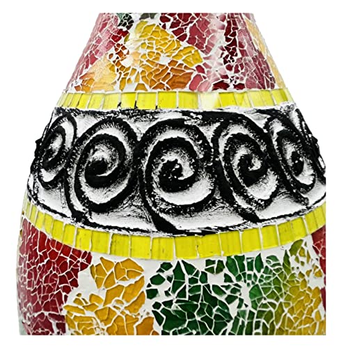 Zorigs, Decorative Vase – 18 X 9 Inches Tall Cylinder Vase Made Of Terracotta With Colorful Glass Mosaic Pieces – Exquisite Home Decor Accent Piece - - For Hallway, Bedroom, Living Room #TOP3