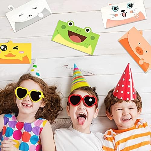 MEETANG 12 Animal Stationery Paper with 12 Envelopes and 12 Animal Sealing Stickers for Kids Children Funny Cards Cute Notelets for Greeting Birthday Invitations Motivational Gifts Blank Inside