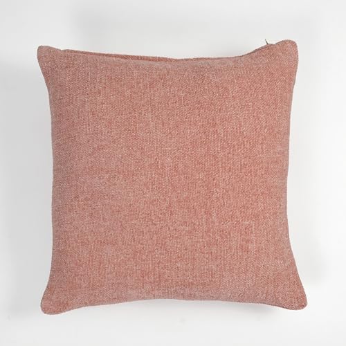 Image of SASHAA WORLD Rose Pink Chenille Cushion Cover | Decorative Pillow Case | Elegant Solid Design, Soft & Durable | Ideal for Living Room, Bedroom & Home Decor, 45X45 Cm