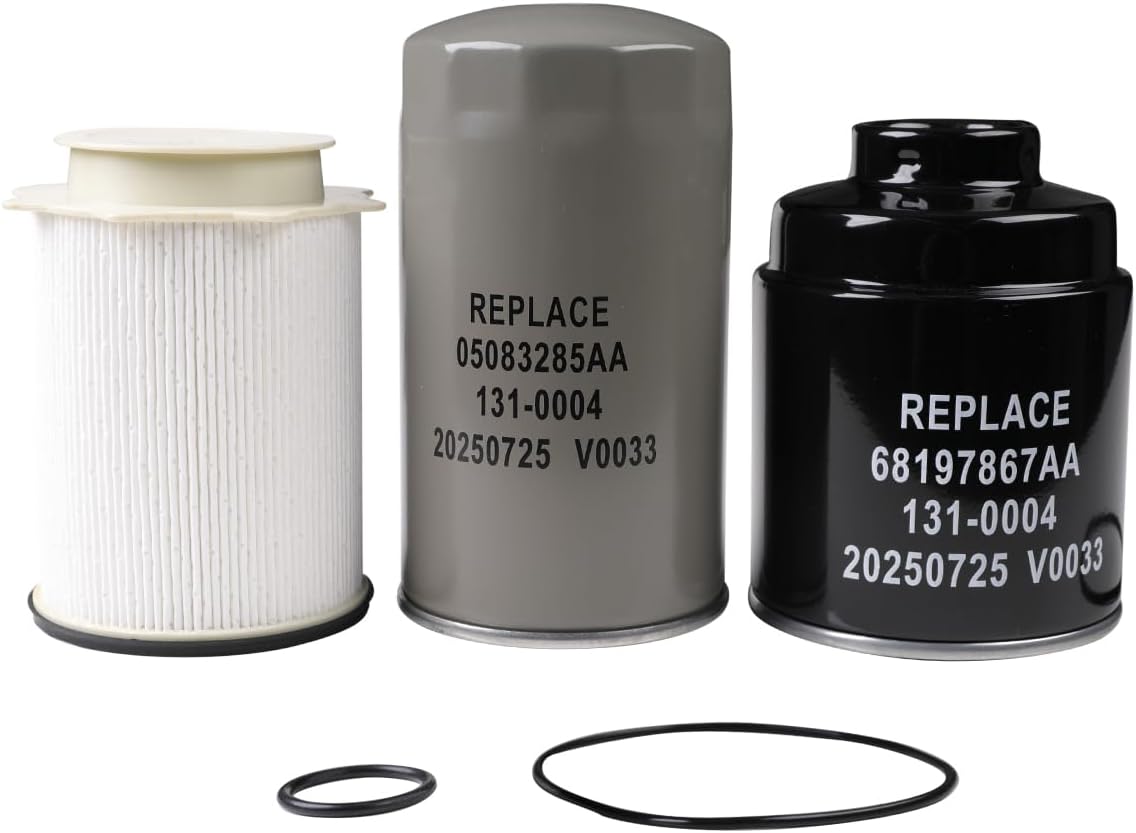 Filter Set - Fuel, Water Separator & Engine Oil Filter Bundle Compatible with Ram 6.7L Cummins Diesel, Fits for 2013-2019 Dodge Ram 2500 3500 4500 5500, Replaces 68197867AA, 68157291AA, 05083285AA