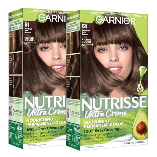Garnier Hair Color Nutrisse Nourishing Creme, 51 Medium Ash Brown (Cool Tea), 2 Count