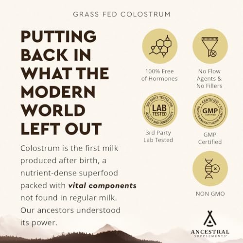 Ancestral Supplements Grass Fed Beef Colostrum Supplement, 3000 mg, Offers Immune Support and Promotes Gut Health, Athletic Performance, Healthy Iron Levels, Growth and Repair, Non GMO, 180 Capsules - Image 6