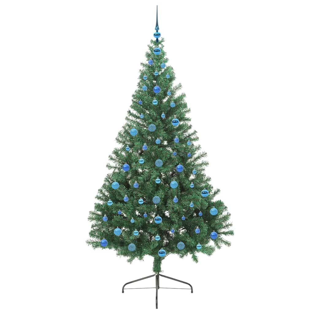Sztuczna podświetlana choinka zielona, 210 cm PCW, 605 gałązek, ciepła biel, 300 diod LED, 8 trybów, do użytku wewnątrz i na zewnątrz, świąteczna dekoracja