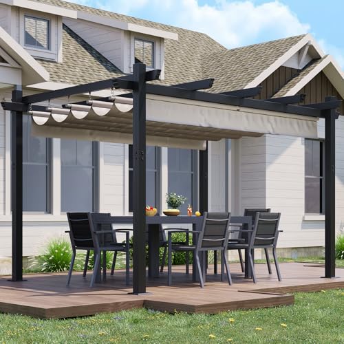 JUMMICO Tensione Pieghevole 3x3 Impermeabile con Tetto Retrattile e Pareti Laterali per Giardino, Terrazza, Balcone, Cortile e Piscina Esterna - Tensione da Esterno Resistente ai Raggi UV e all'Acqua