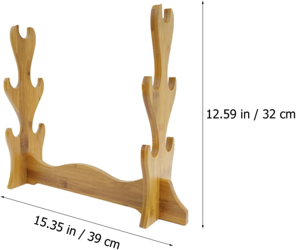 Sosoport Desktop Flute Storage Holder Bamboo Display Rack for Decor image 2