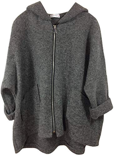 K-Milano Damen Jacke Wolljacke mit Kapuze, Made IN Italy