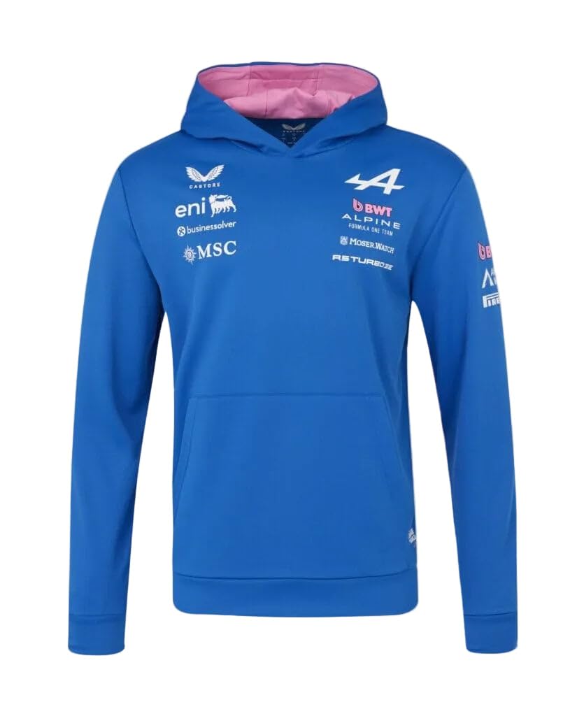 Castore Unisex Lapis Blue Alpine F1 Team, Official 2026 Merchandise, Team Kit, Pullover Hoody, Blue, Pink (Uk, Alpha, M, Regular, Regular)