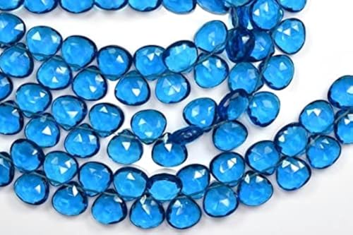 Quartz bleu suisse 12mm en perles briolettes cœur pour création bijoux