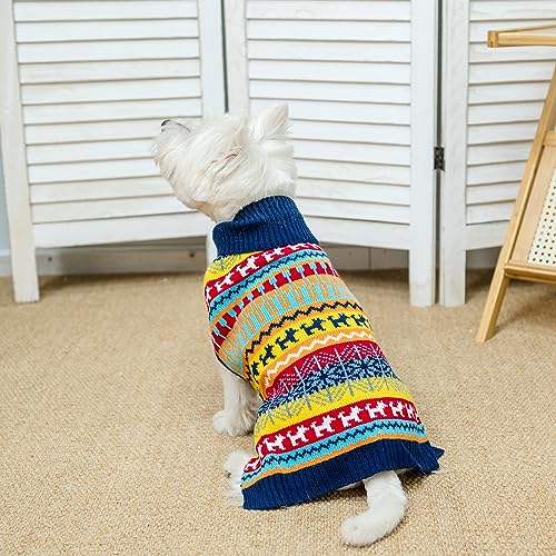 Image of Mihachi Dog Sweater - Winter Coat Apparel Clothes with Colorful Stripes for Cold Weather