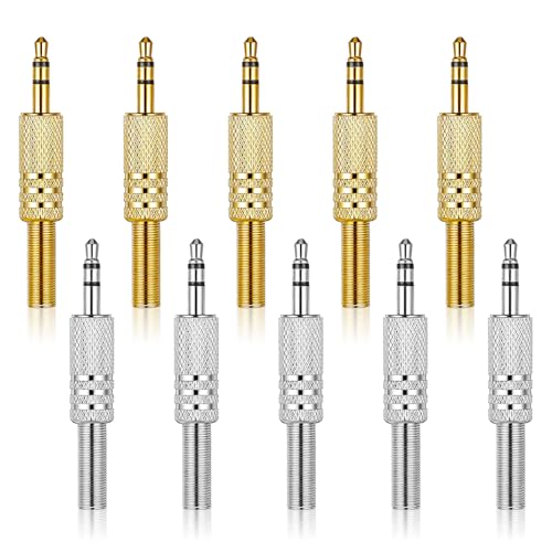 10PCS 3.5mm Replacement Repair Plug TRS 3 Pole Stereo Male Plug 1/8' Earphone Jack Adapters Jack 3.5mm Solder Type DIY Audio Cable Connector for Headphone Headset Earphone Cable Repair
