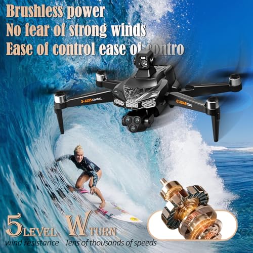 5G FPV Drone with Camera for Adults 4K & 8K, GPS Brushless Motor with 3-Axis Gimbal & 360° Obstacle Avoidance, 60min Flight Time, 5KM Long Range Transmission, Foldable RC Drone with Auto Return Home - Image 5