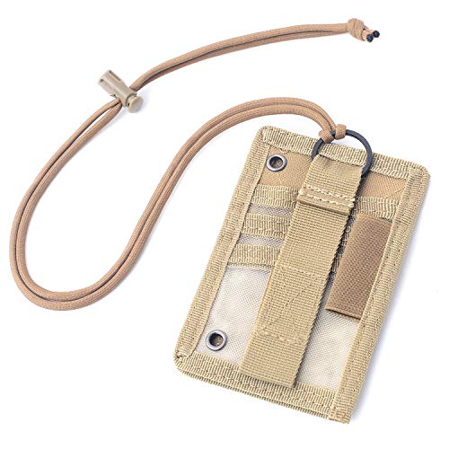 Tactical ID Card Holder Detachable Hook & Loop Patch Badge Holder Adjustable 1000D Cordura Neck Lanyard Key Ring and Credit Card Organizer (Tan) Tactical ID Card Holder Detachable Hook & Loop Patch Badge Holder Adjustable 1000D Cordura Neck Lanyard Key Ring and Credit Card Organizer (Tan)