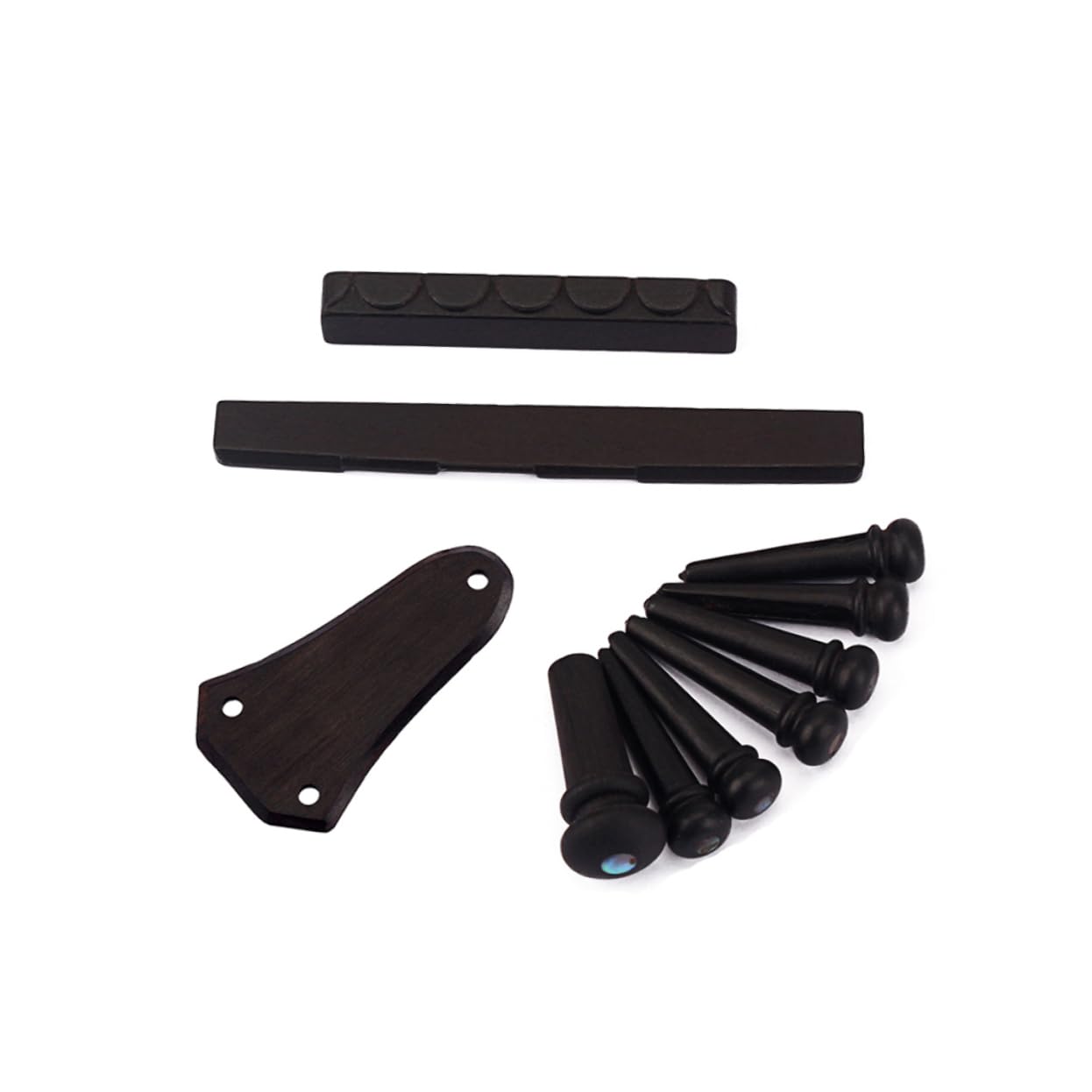 GALPADA 10 PCS Ebony Guitar Replacement Parts Set Nut Saddle Bridge Pins Endpin Truss Rod Cover Natural Rosewood Ebony for Acoustic Guitar Maintenance