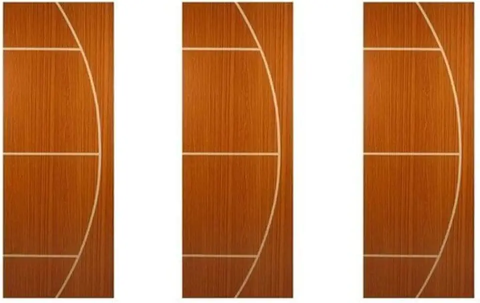 Kit com 3 Folhas de Porta Madeira Decorada 210x80cm Espessura 3,5cm Gaúcha Mogno