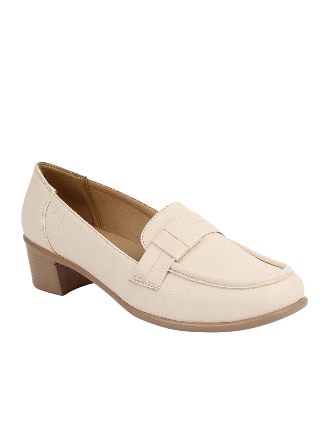 Women's Sophisticated Pebbled Slip-On Heeled Loafer-image-16