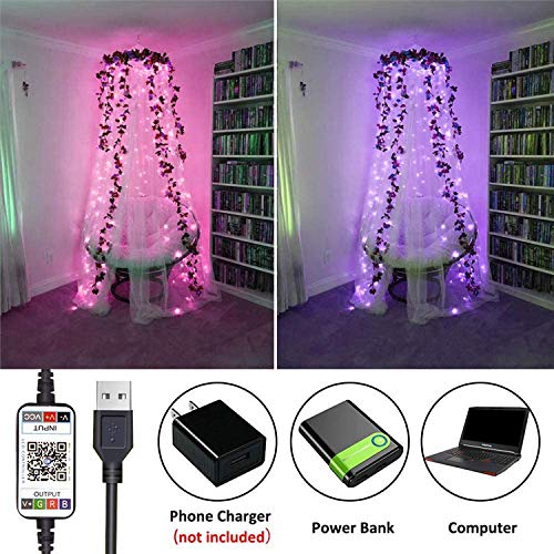 ZSGG Cordão de Luzes LED para Decoração de Árvore de Natal com Aplicativo de Controle Remoto USB Con