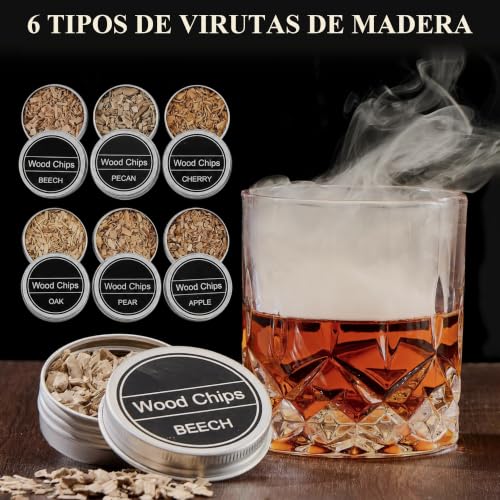Miniatura 4 de Juego De Ahumador De Cócteles Jettory Set Para Ahumado De Whisky Con 6 Tipos De Madera Y Linterna Generador De Humo Para Cócteles Y Whisky Sin Butano Se Vende Por Separado
