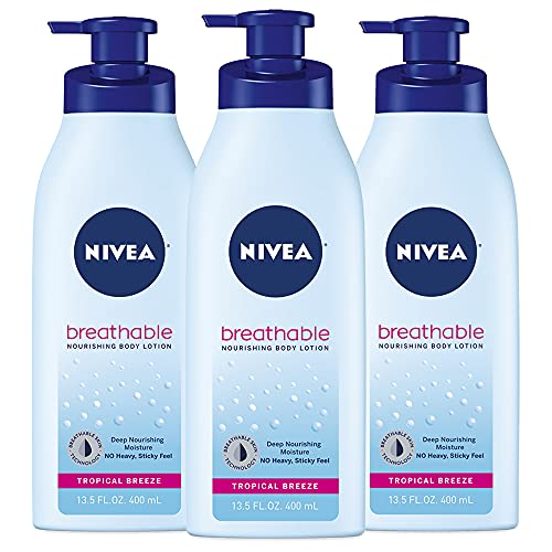NIVEA Breathable Nourishing Body Lotion Fresh Fusion, Body Lotion for Dry Skin, 13.5 Fl Oz Pump Bottle