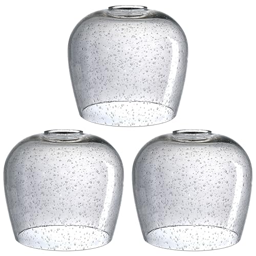 Image of 3 Pack 6.3 Inch Seeded Grey Replacement Glass Lamp Shade Pendant Ceiling Chandelier Wall Sconce Light