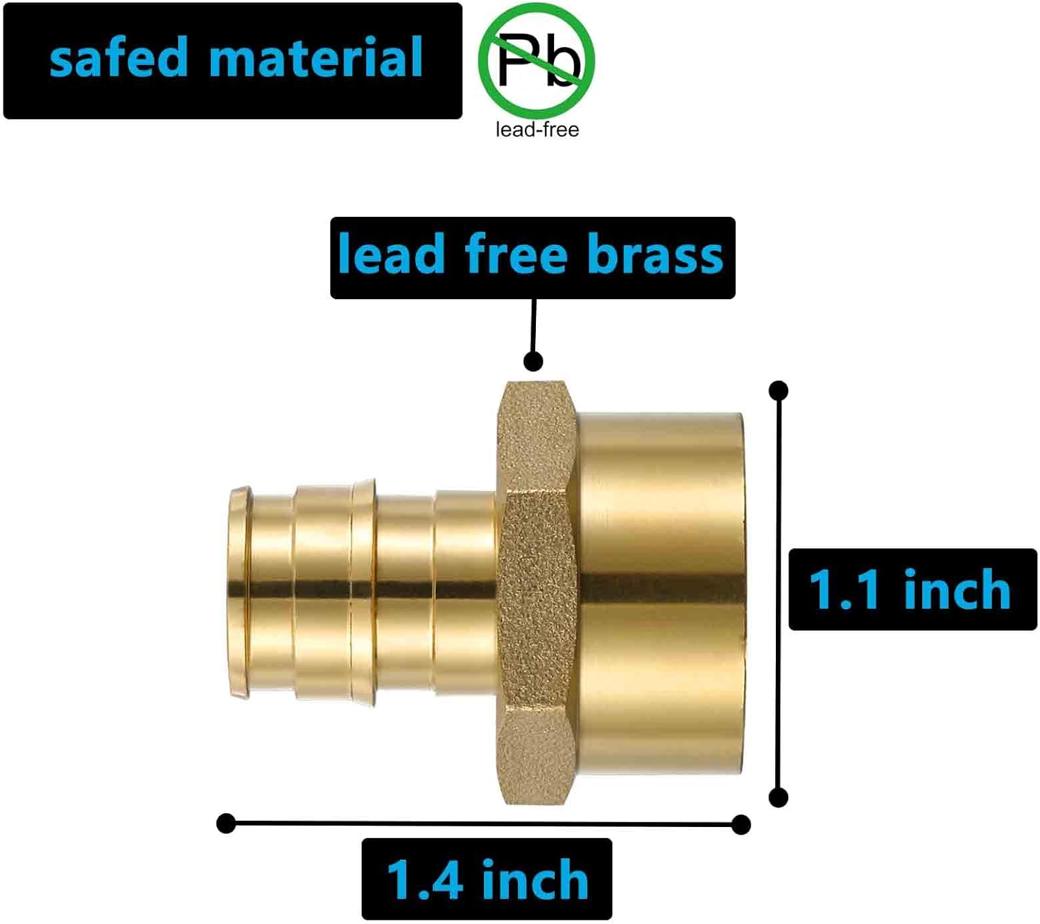 (10 Pack) Lidertik PEX A Fittings 1/2 Inch Expansion Female NPT Adapter, 1/2" PEX F1960 to 1/2" NPT Female Threaded Adapter Brass